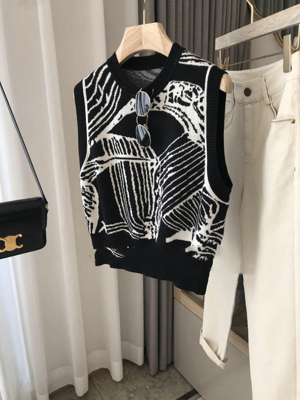 Keep Me Comfy Jacquard Knit Patterned Vest