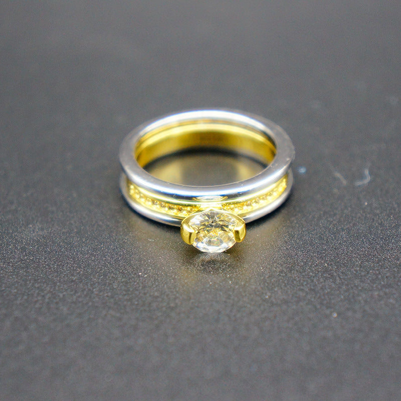 Beautiful CZ Cradle Ring Set in White or Yellow Gold, Engagement, Anniversary, Gift.