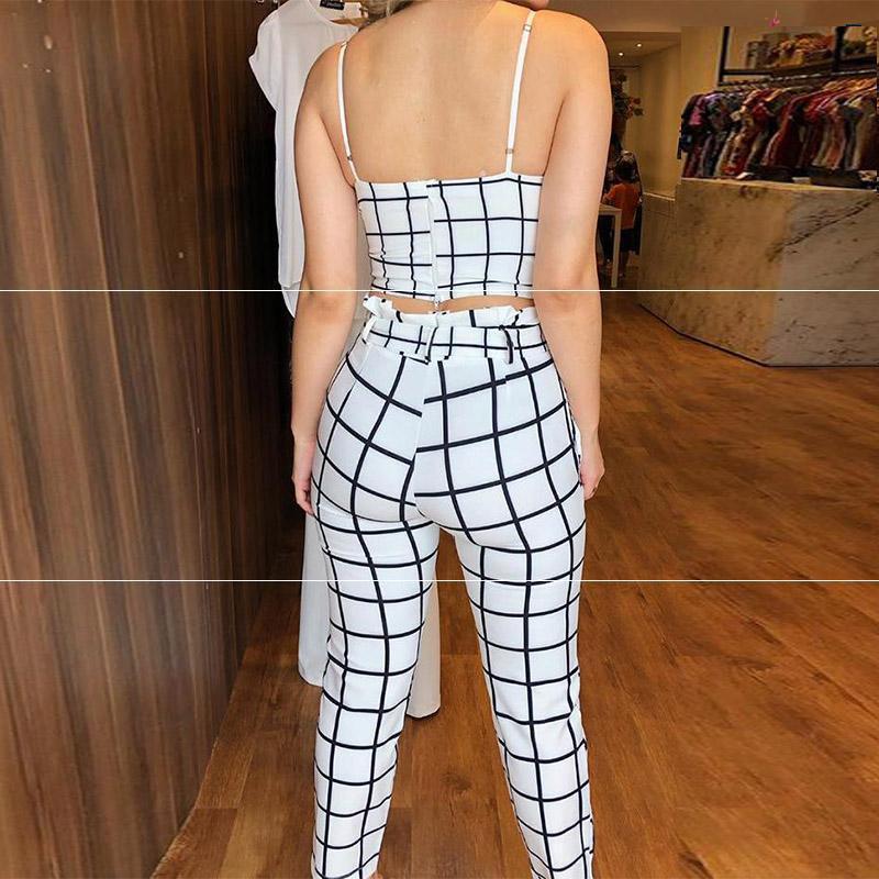 Checkered Print Slim Fit Summer Two Piece Sets