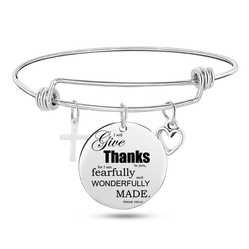 Bible Scripture Stainless Steel Bangle Bracelet