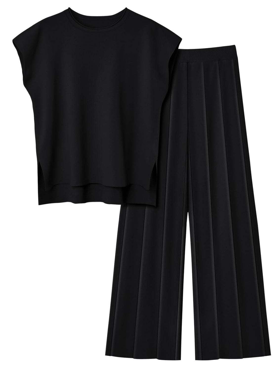 Soft Touch Round Neck Cap Sleeve Top and Pants