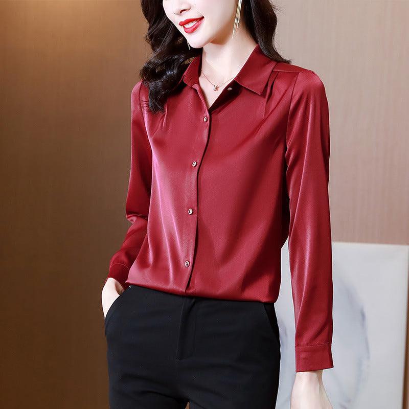 Luxe Silk Metal-Buttoned Long-Sleeved Shirt