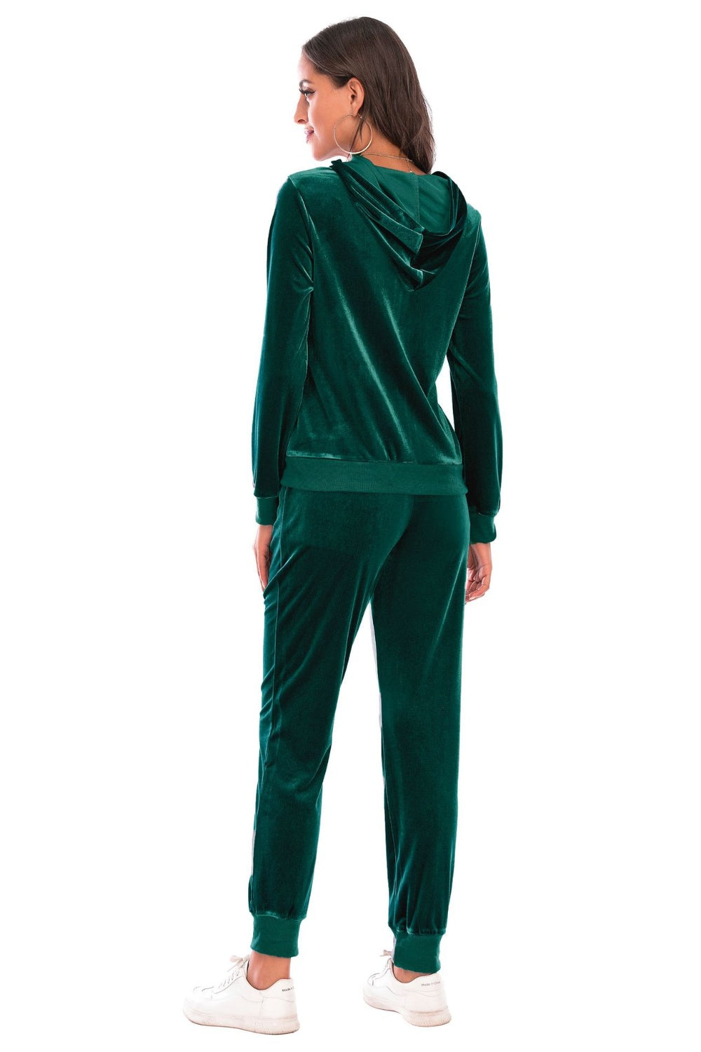 Luxe Velvet Zip-Up Hooded Jacket and Pants Set