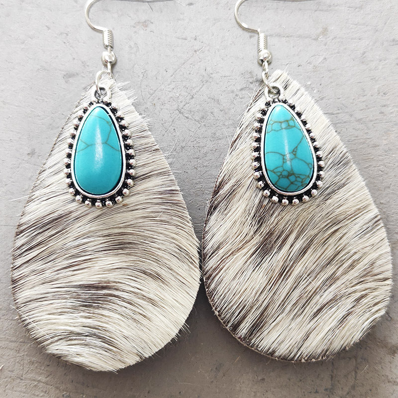 Animal Print  Leather Drop-Shaped Earrings