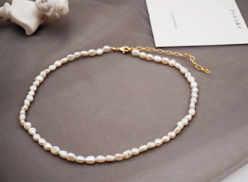 Freshwater Genuine Baroque Pearl Necklace Clavicle Chain. 2 Pearl Sizes.