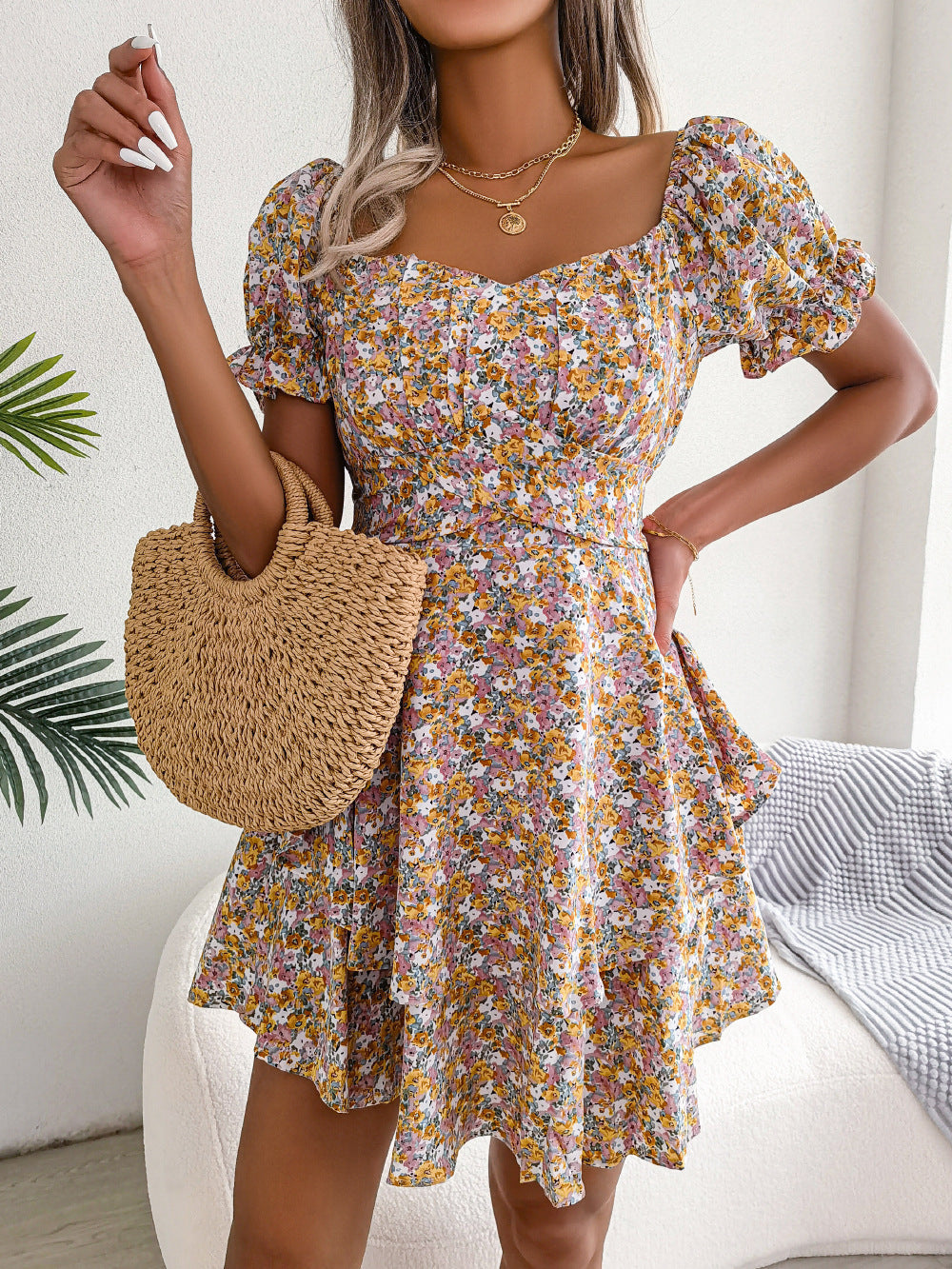 Flower Beauty Mini Swing  Dress