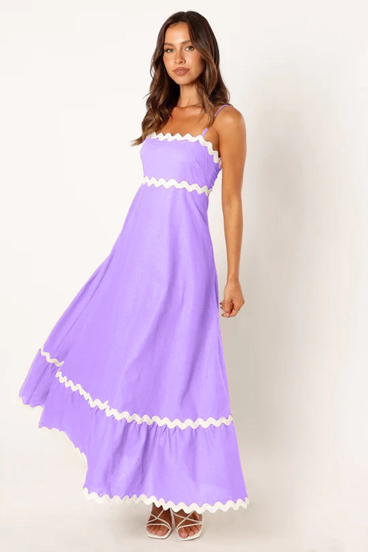 Sandy Shores Solid Color Suspender Long Dress