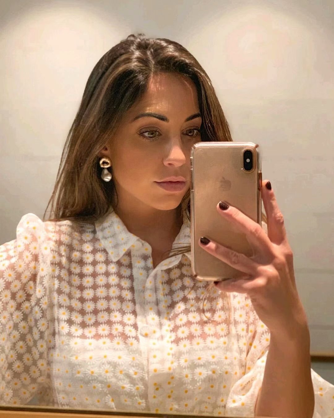 Sheer Floral Print Tulle Shirt