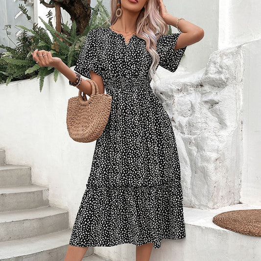 Fashion Dots Ruffle Print Dress