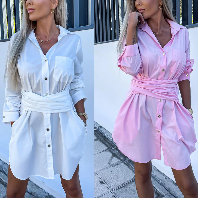 Urban Casual  Rolled Sleeves  Shirt Dress
