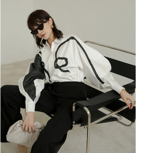 Graffiti Print Loose Fit Button Down Shirt