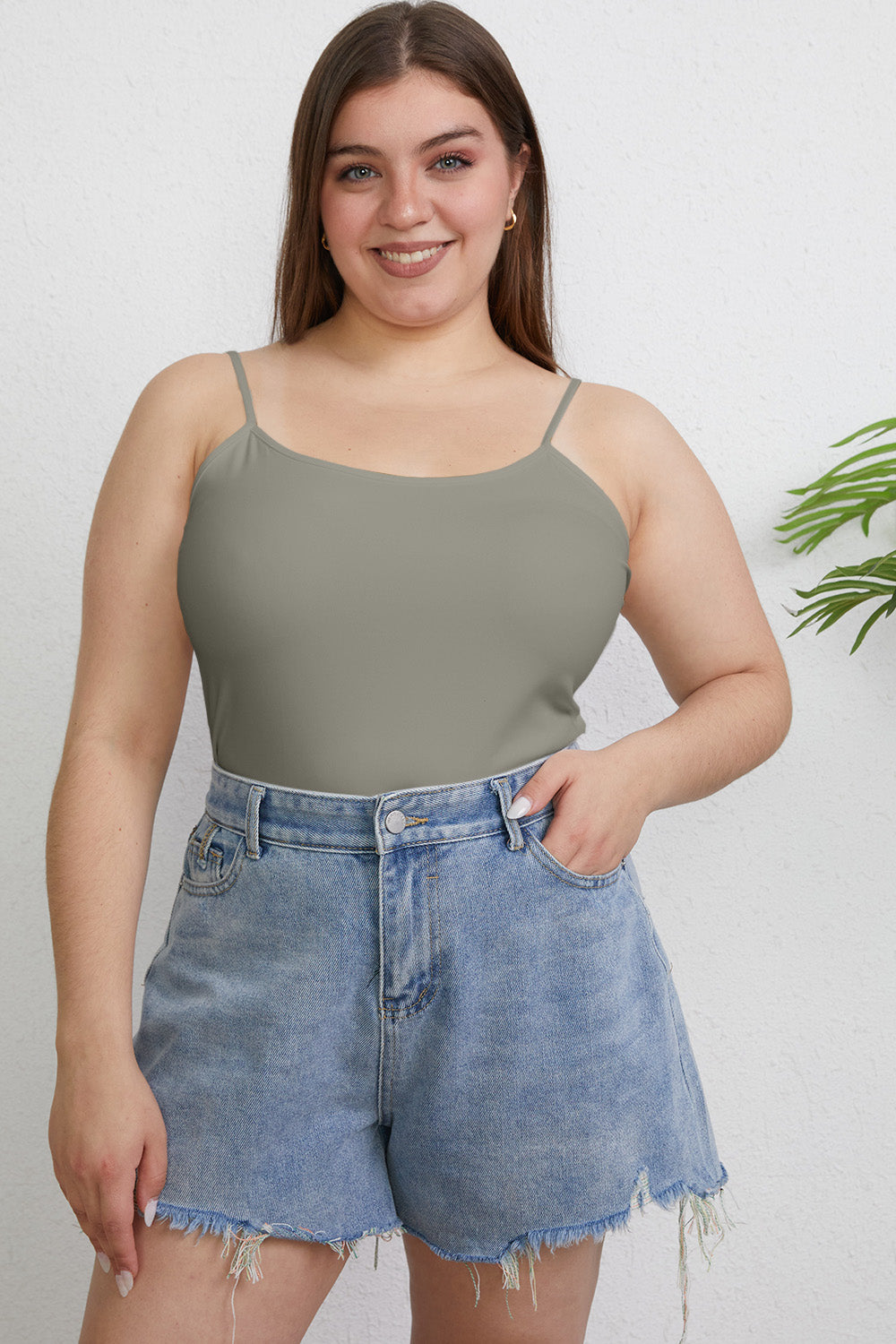Slim Fit Plain Round Neck Cami Top
