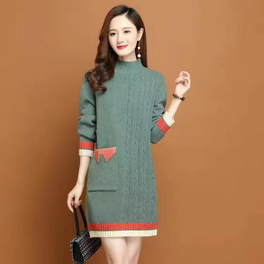 Half Turtleneck Underwear Knitted Dress