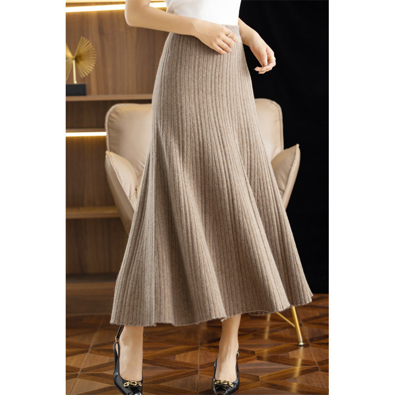 Luxury  Knitted Pleated  Wool Skirt