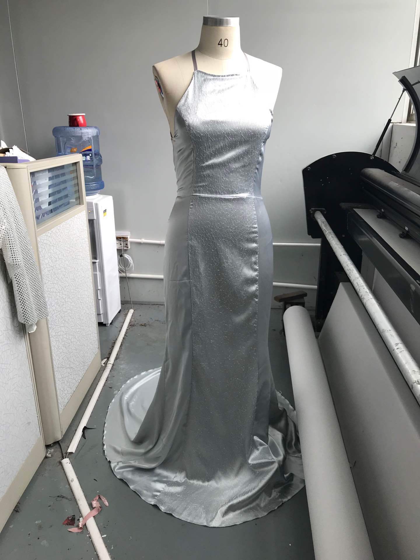 Silver Gray Evening Hip Dress