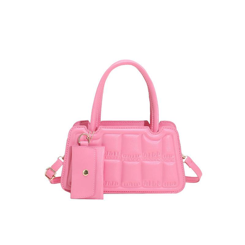 Candy Color Shoulder Bag With Small Wallet - 2 Piece Matching Set.