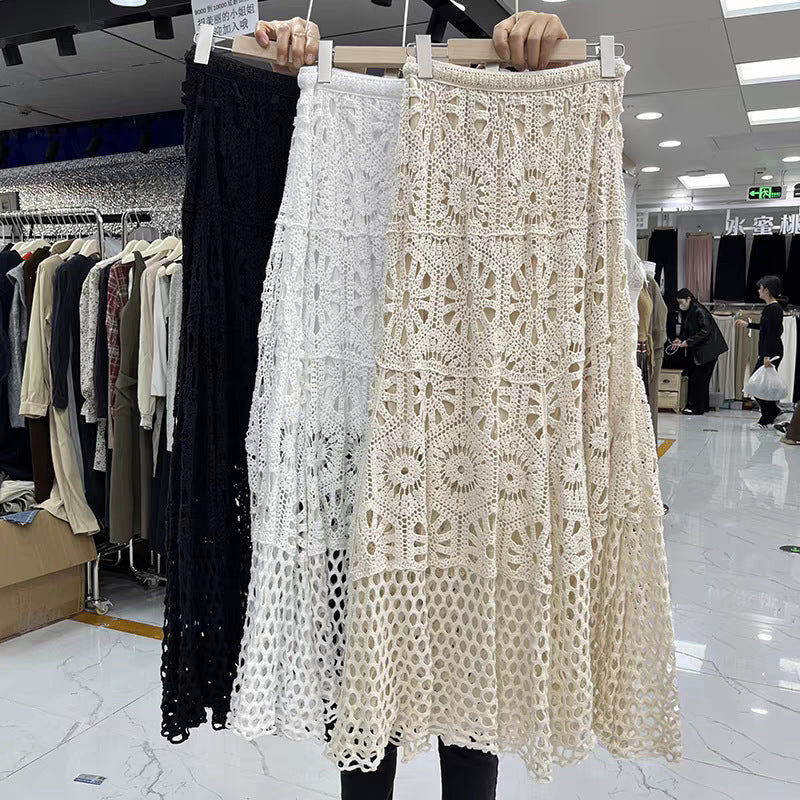 Art Retro Lace Style  Patchwork A- Line Skirt