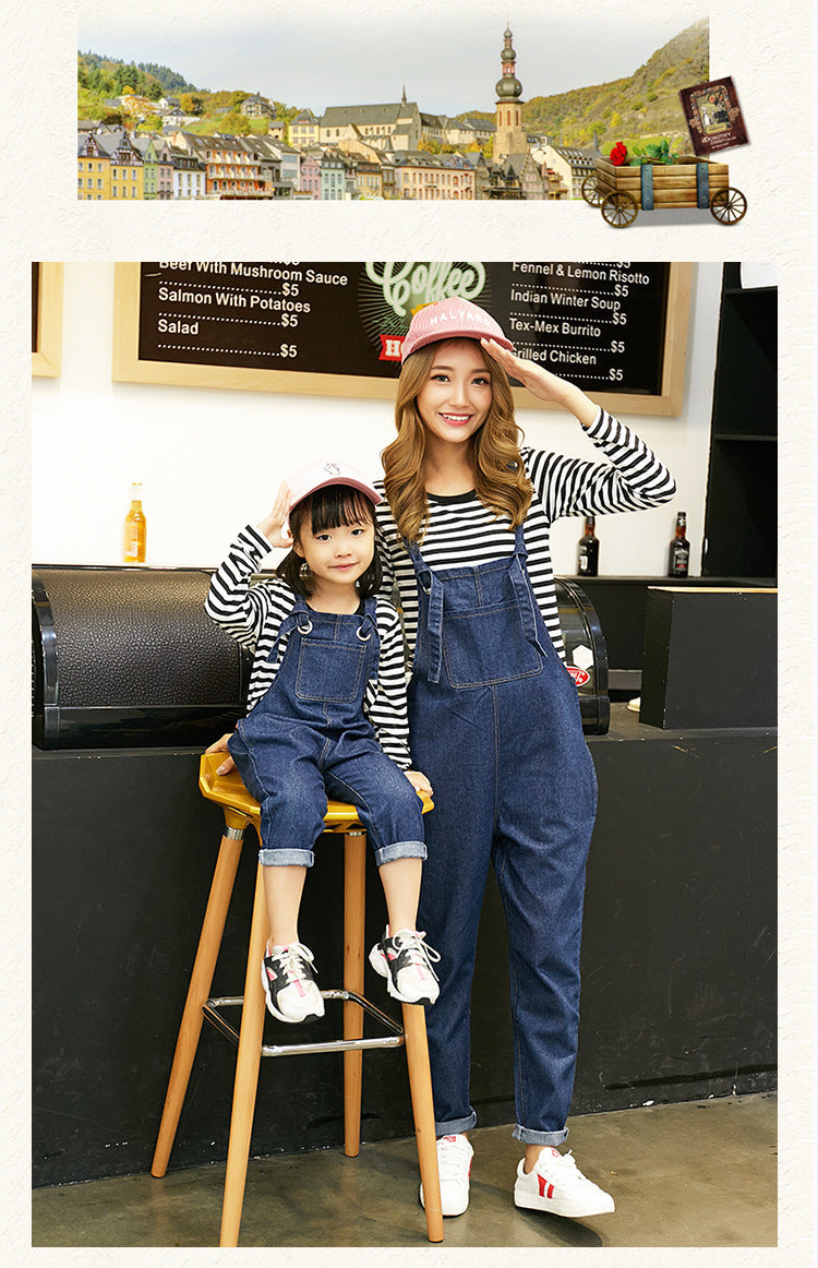 Mother And Daughter Denim Korean Top with Straps