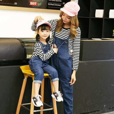 Mother And Daughter Denim Korean Top with Straps