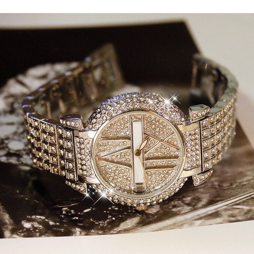 Luxury CZ Diamond Quartz Watch - Bling!