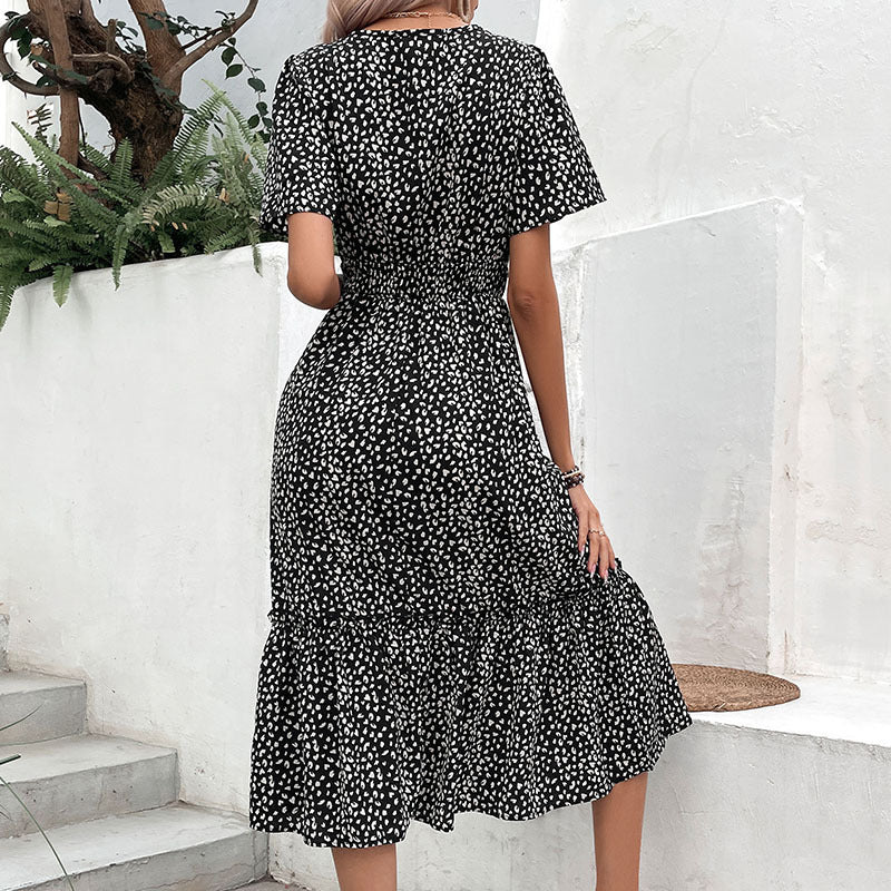 Fashion Dots Ruffle Print Dress