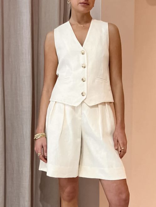 Casual Comfort Sleeveless Cotton Linen 2 Piece Set