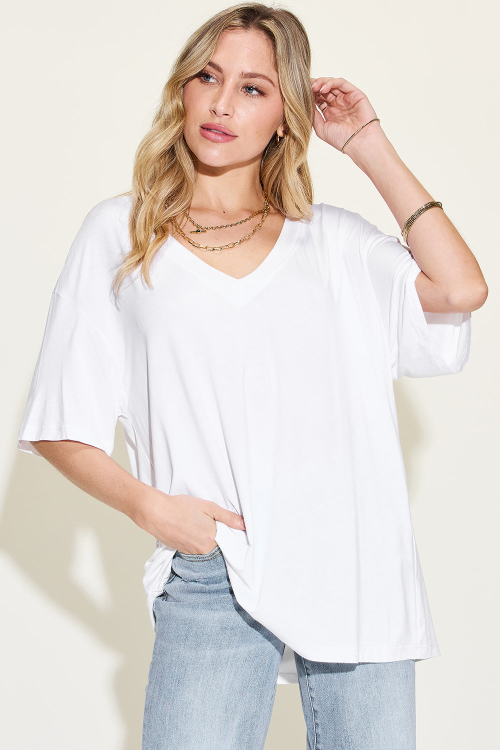 Bamboo Basics Full Size Drop Shoulder Top