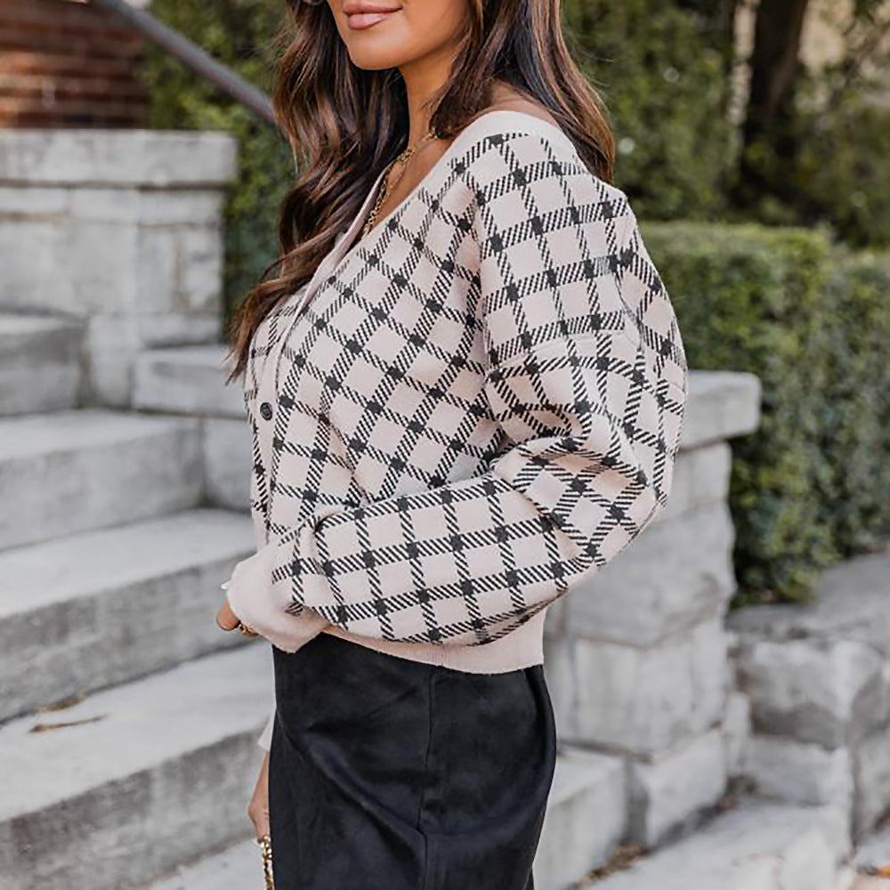 Just Perfect Checkered Button Front Cardigan