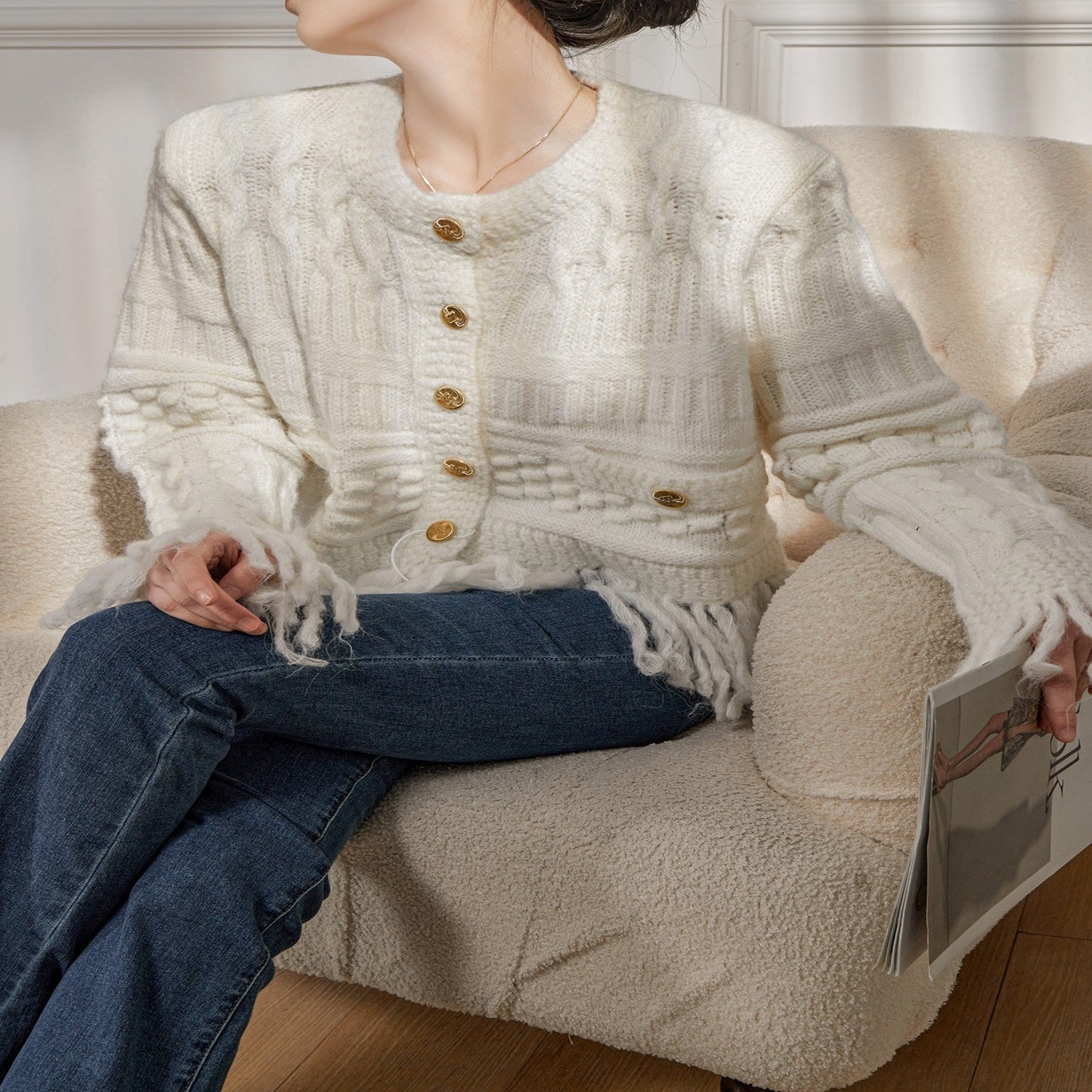 Kind-Hearted Fringe Knit Cardigan