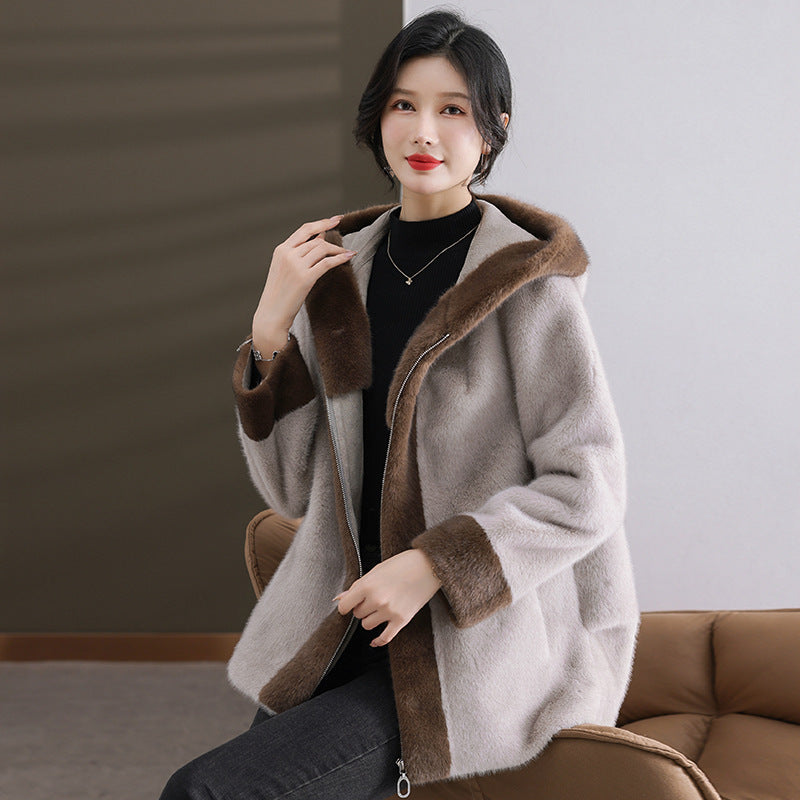 Stay Royal Mink Fur Hooded Coat