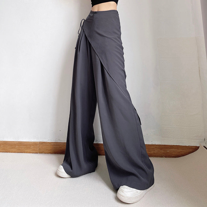 City Escape Dark Grey Loose High Waisted Casual Pants
