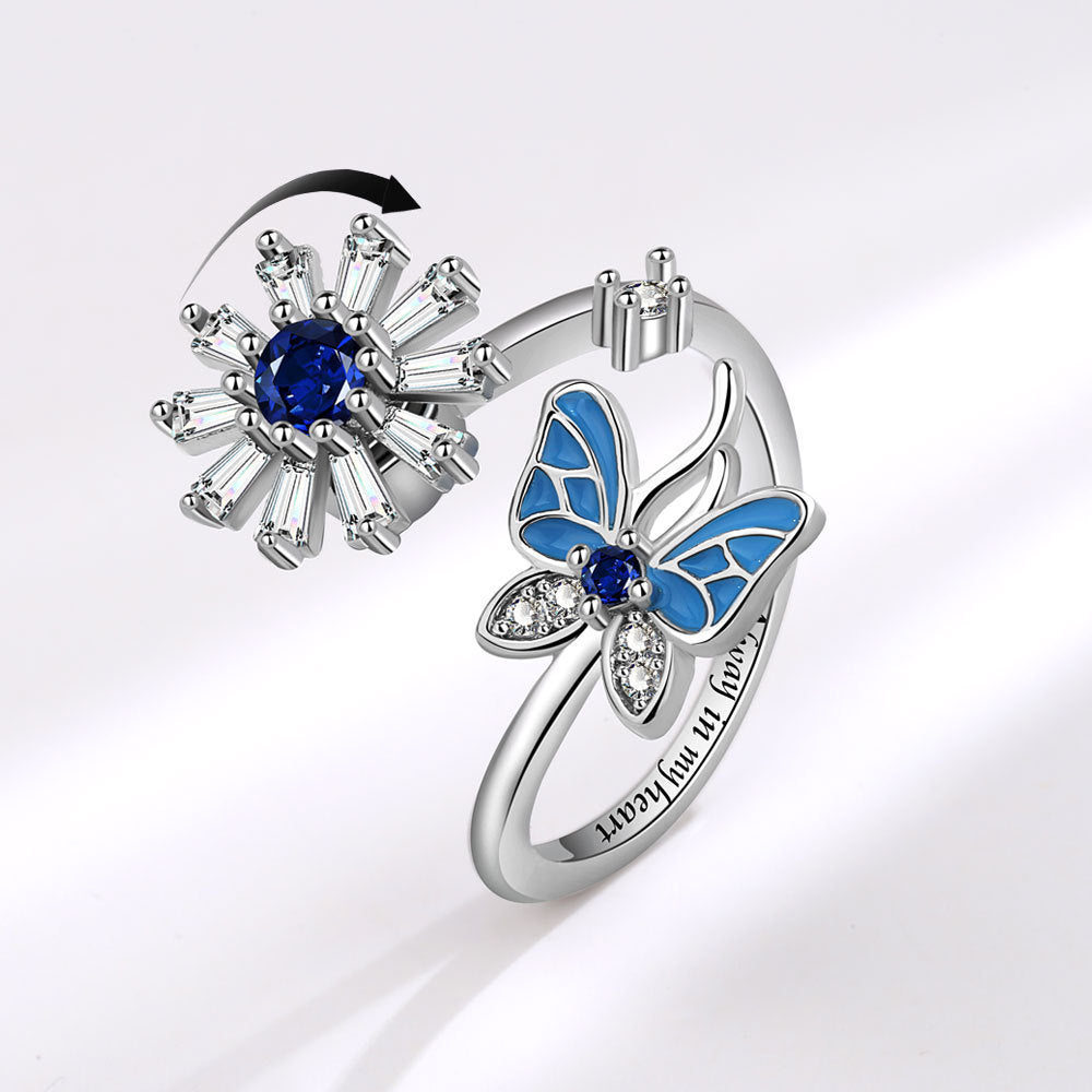Butterfly Snowflake Rotating Ring Adjustable