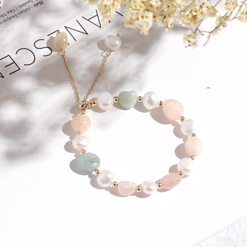 Boho Art Crystal Stone & Pearl Bracelet.