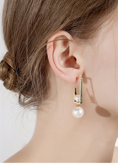 Unique 925 Sterling Silver 3D Modern Rectangle Shape Earrings.