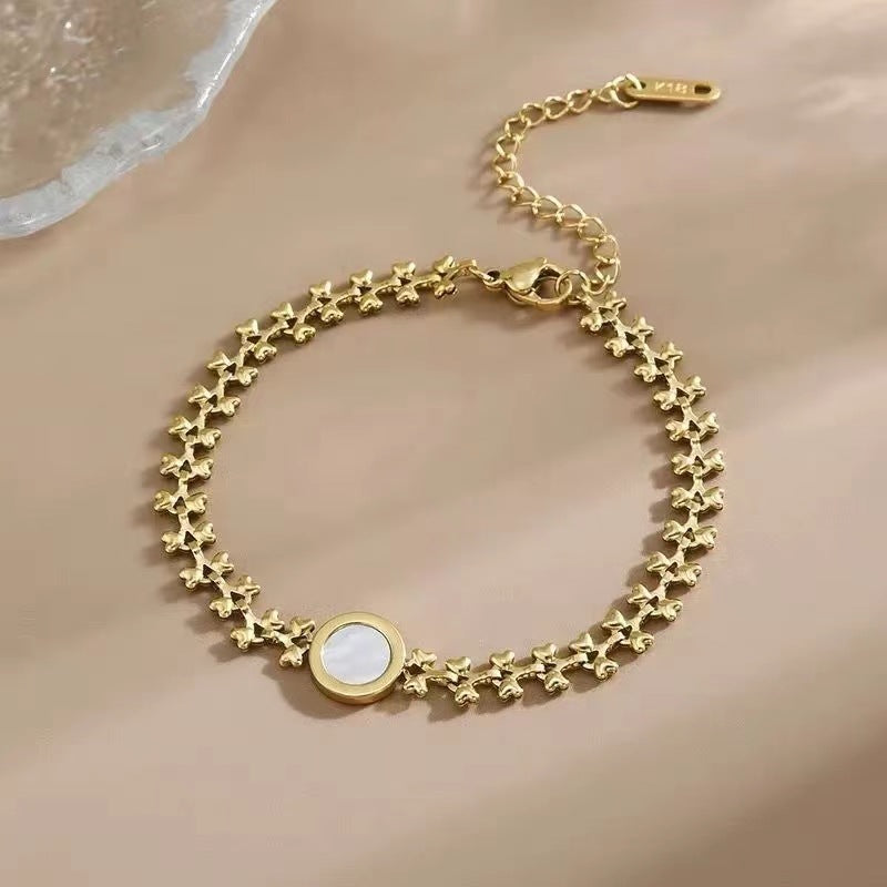 Gold Chain with Sea Shell Charm Gold Bracelet.