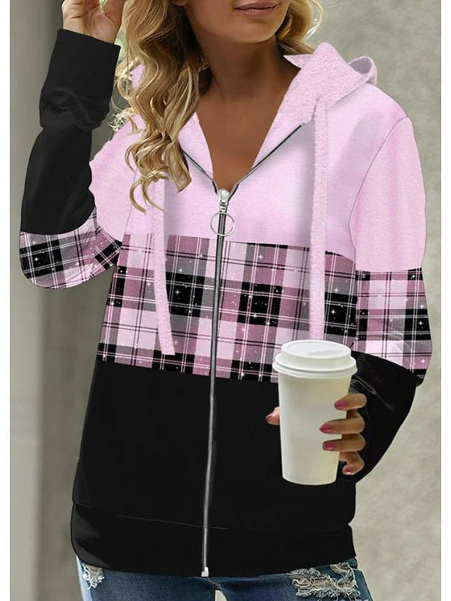 My Retro  Loose Hooded Hooded Zipper Sweatshirt