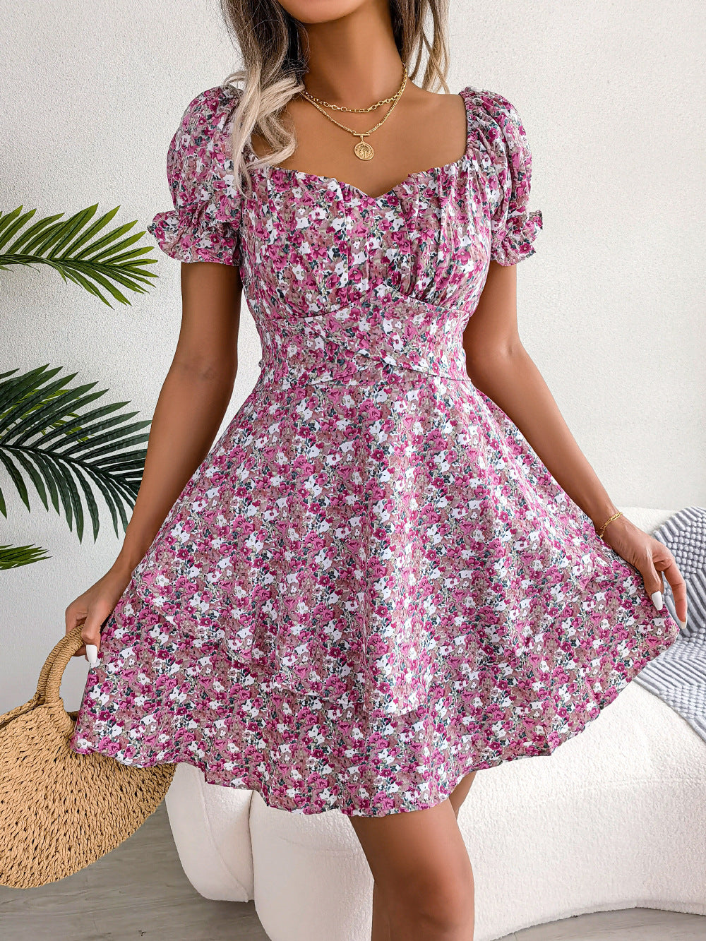 Flower Beauty Mini Swing  Dress