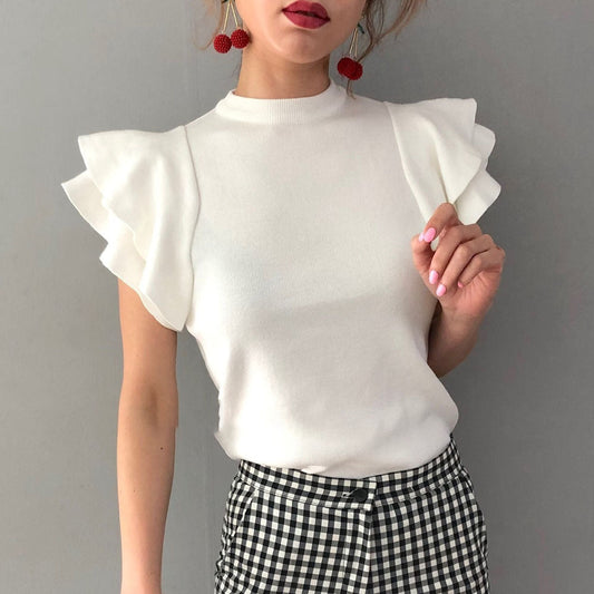Trendy Blouse with Ruffles Sleeves