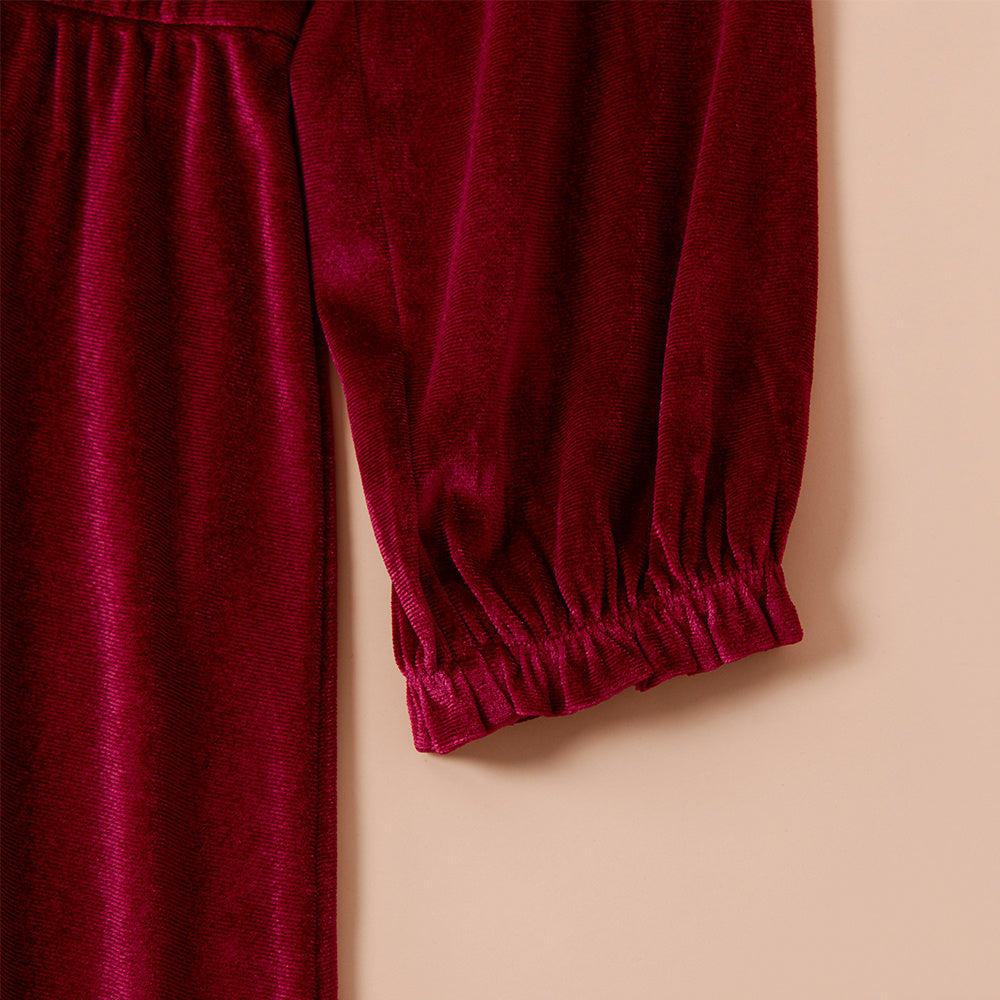 Velvet Long Sleeve Mother/Daughter Dress Set