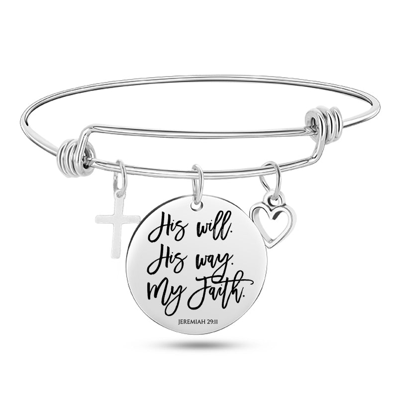 Bible Scripture Stainless Steel Bangle Bracelet