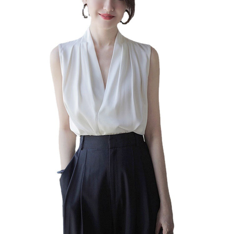 Classic Sleeveless Silk Shirt