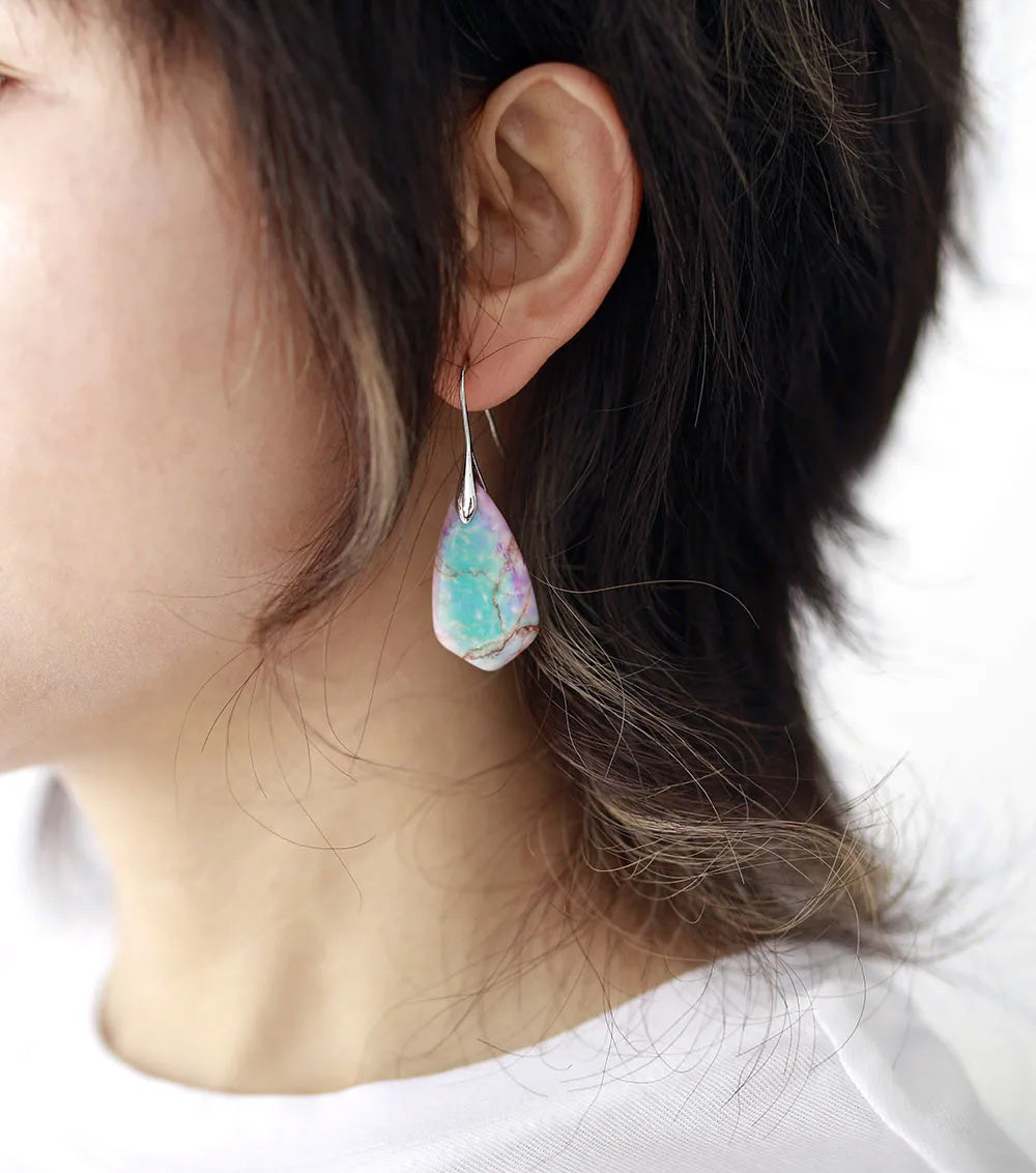 Jasper Stone Gold Plated Drop Hook Earrings.