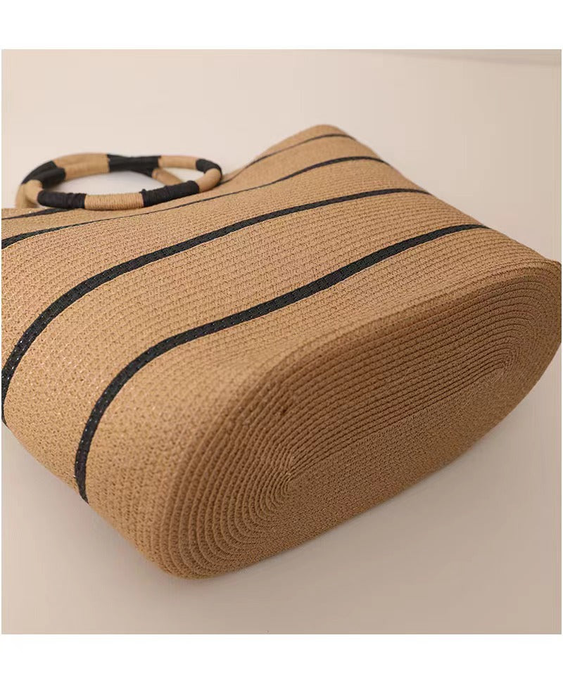 Large Capacity Round Handle Woven Summer Beach Bag