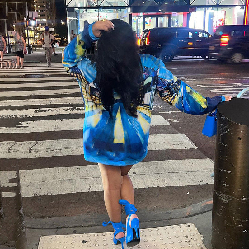 Silk Abstract  Printing Shirt