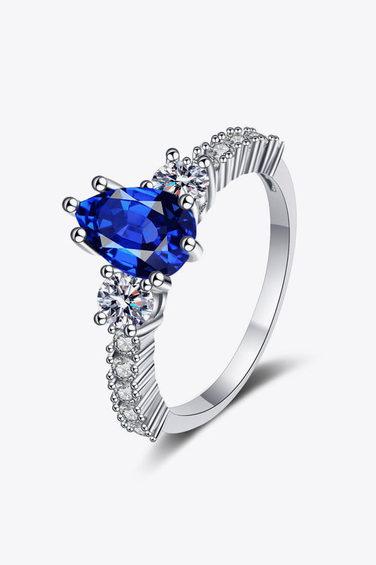 Beautiful Sapphire Pear Shape 925 Sterling Silver Ring.