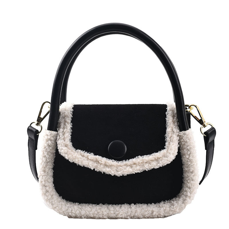 Lamb Suede Frosted Small Round Fleece Handbag