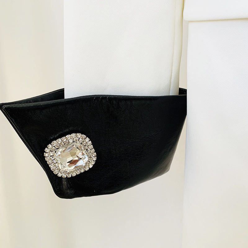 Black & White Leather Blazer Jacket