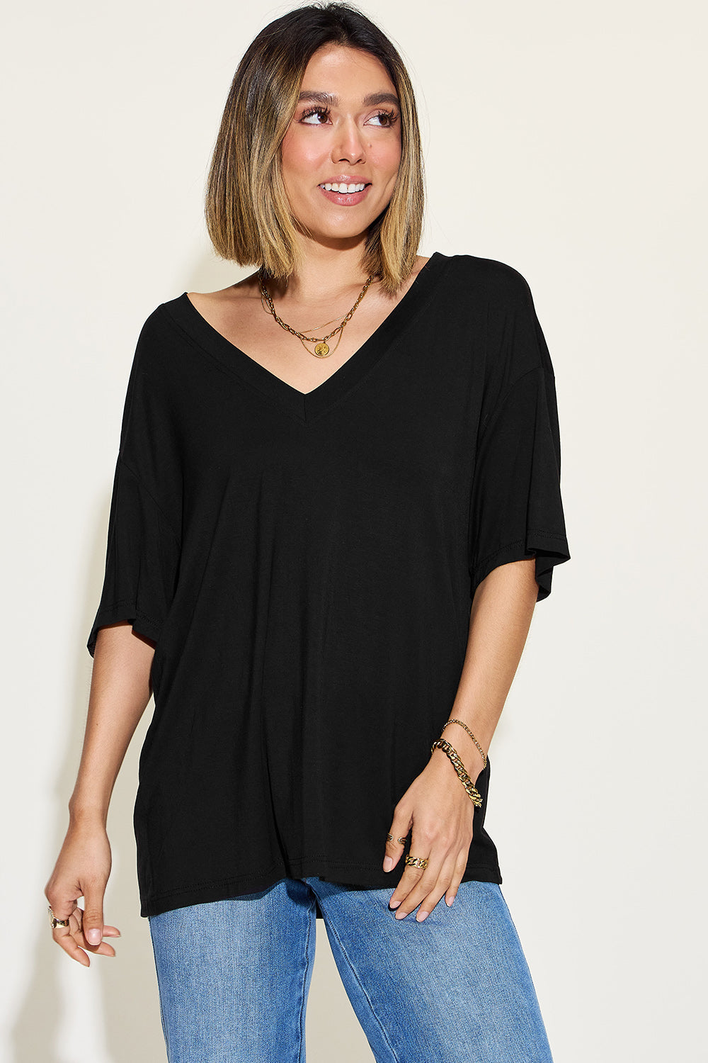 Bamboo Basics Full Size Drop Shoulder Top