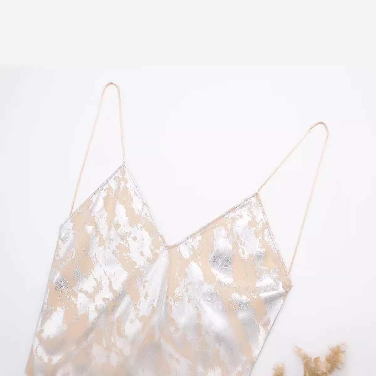 Dazzling Metal Foil Printed Underwear Dres