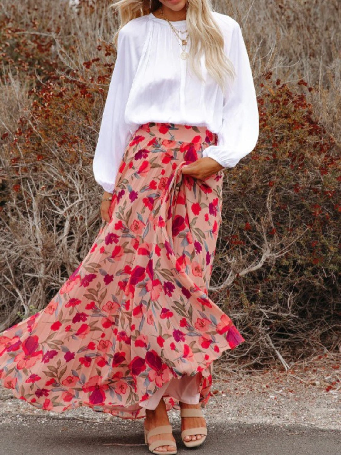 Everlasting Bliss Floral Print High Waist Maxi Skirt